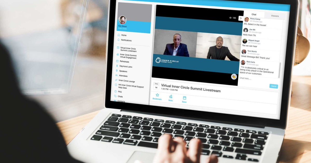 employee viewing virtual sales training event